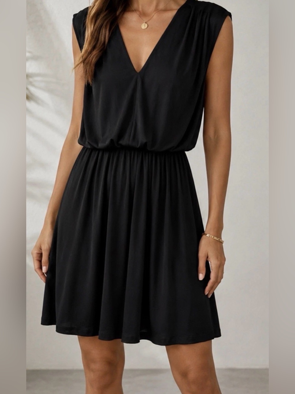 Banana Republic Black Dress XL Open Back Draped Fit Flare.